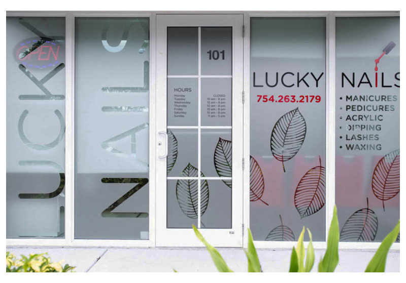 Storefront Vinyl Window Lettering & Graphics. We offer Full-Color Graphics, Lettering, Perforated Film, and Frosted Etchmark. Advertise Your & Promote Your Business Location. Call Us Today in South Florida Area – Miami, Fort Lauderdale, Broward / Miami-Dade – Hollywood, FL